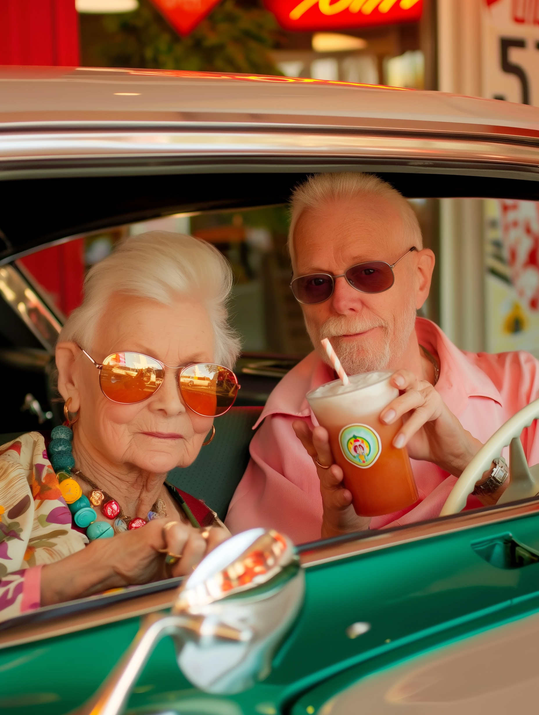 Casal com sorvetes em um carro, imagem do universo criativo da TICS